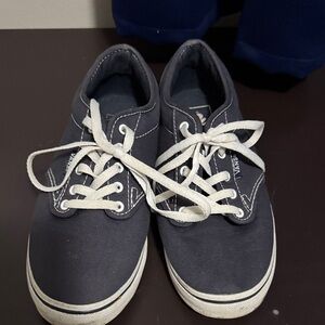 Vans Dark Canvas Sneakers with White Accents- Size 6.5 Women